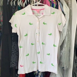 Lilly Pulitzer alligator button up polo